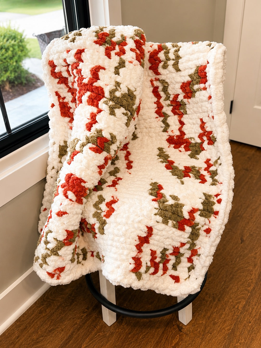 Handmade Chunky Knit Throw Blanket 45x42