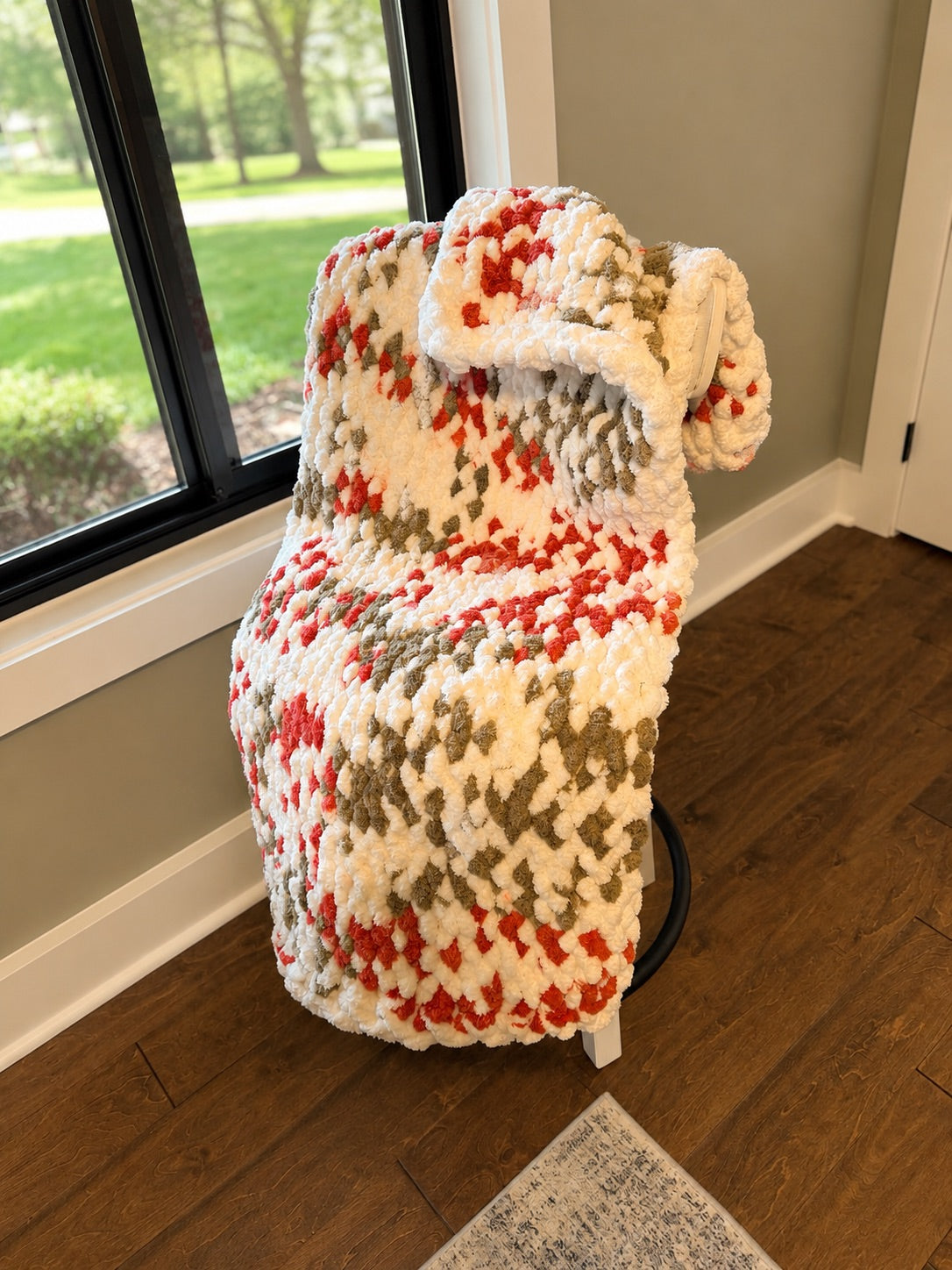 Handmade Chunky Knit Throw Blanket 45x42