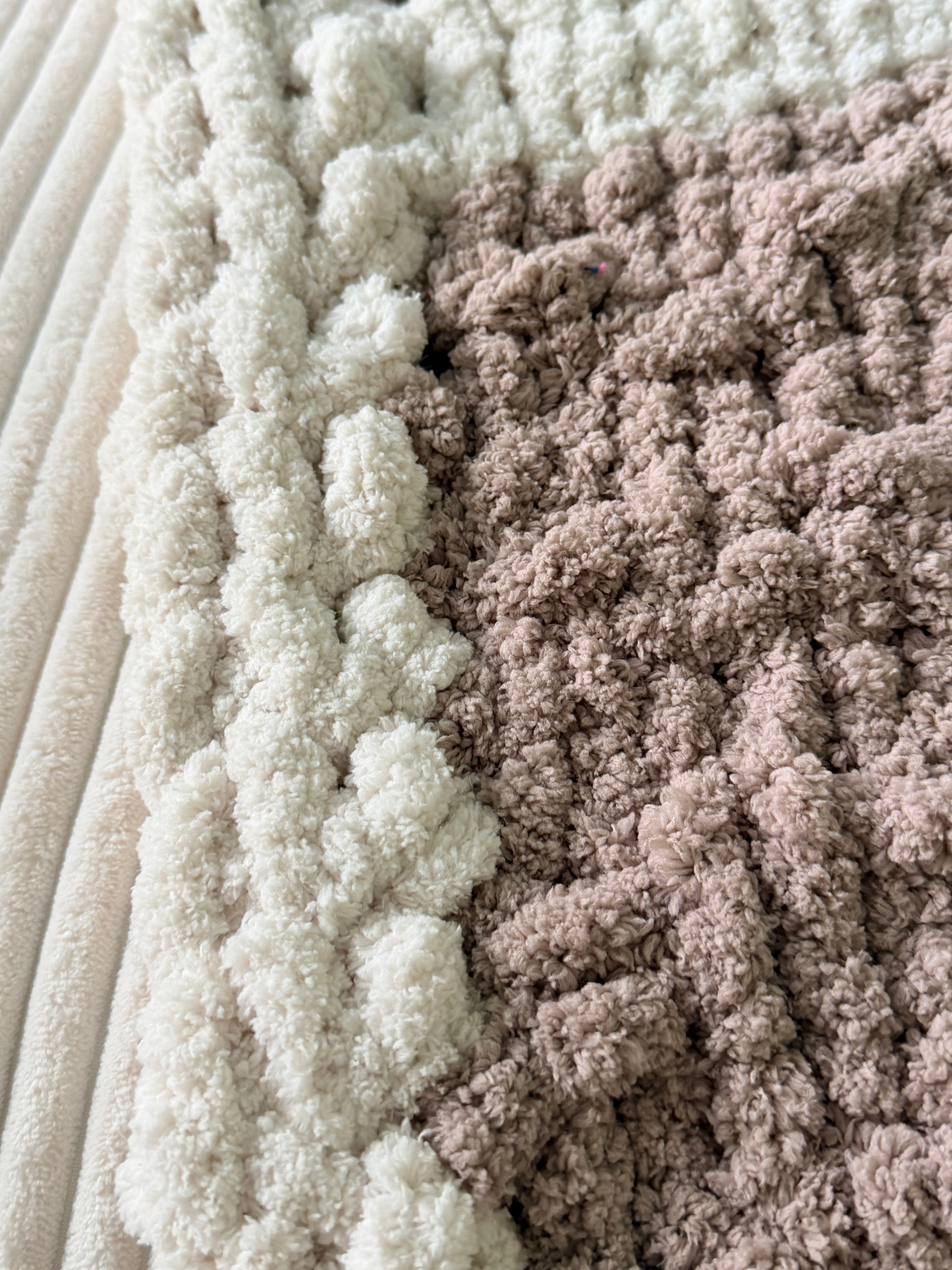 Soft Blue, Sage & Ivory Handmade Chunky Knit Lap Blanket with Floral Accents 38x50