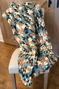 Handmade Chunky Knit Lap/Baby Blanket, Finger Crocheted Cozy Throw, 33.5x52