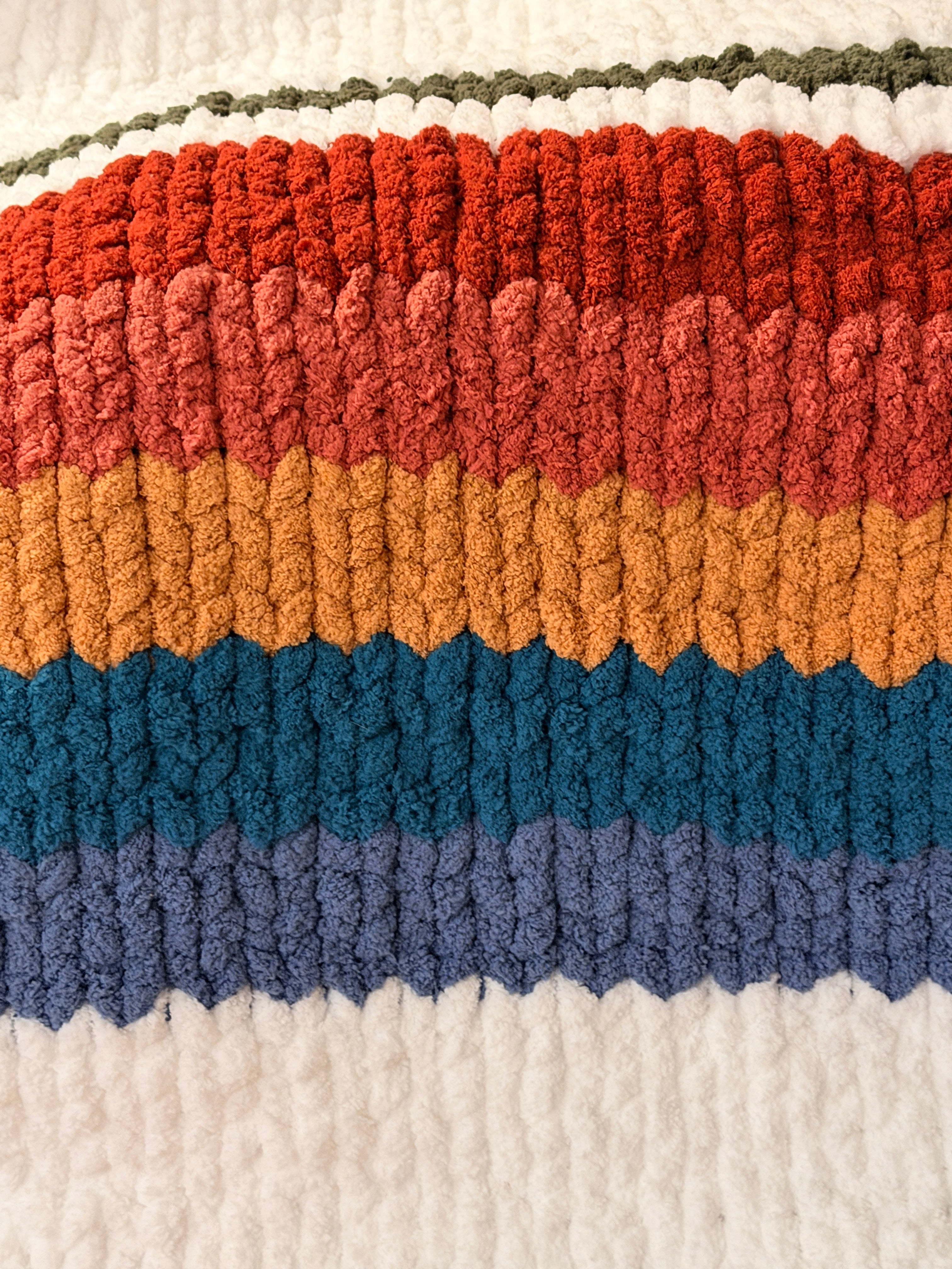 Handmade Chunky Knit Striped Blanket Throw, 55x76 Oversized Cozy Blanket